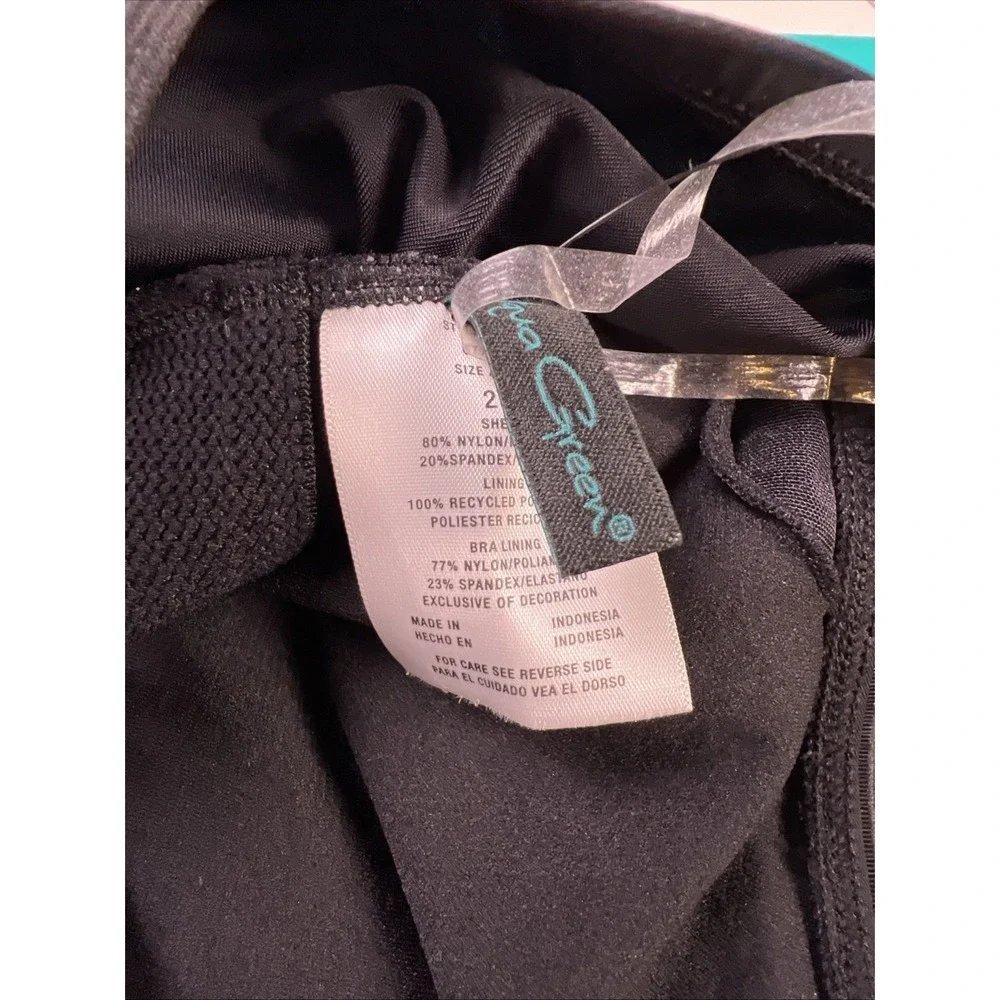 Aqua Green Women's Novelty‎ Trim High Neck One Piece Swimsuit Womens 2X NWT